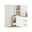 ID MARKET - Meuble colonne salle de bain TOMI gain de place desserte 2 niveaux avec tiroirs et 3 étagères façon hêtre et blanc - vignette
