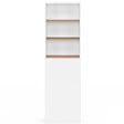 ID MARKET - Meuble colonne salle de bain TOMI gain de place desserte 2 niveaux avec tiroirs et 3 étagères façon hêtre et blanc - vignette
