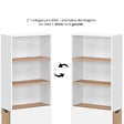 ID MARKET - Meuble colonne salle de bain TOMI gain de place desserte 2 niveaux avec tiroirs et 3 étagères façon hêtre et blanc - vignette