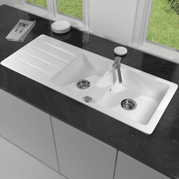 VILLEROY ET BOCH - Evier 1 bac et demi Architectura   80 116 x 51 cm Blanc sans vidage - large