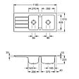 VILLEROY ET BOCH - Evier 1 bac et demi Architectura   80 116 x 51 cm Blanc sans vidage - vignette