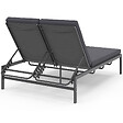 ID MARKET - Lit bain de soleil double, transat de jardin 2 places inclinable, chaise longue en acier avec matelas gris anthracite - vignette