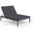 ID MARKET - Lit bain de soleil double, transat de jardin 2 places inclinable, chaise longue en acier avec matelas gris anthracite - vignette