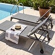 OVIALA - Lot de 2 bains de soleil en aluminium et textilène gris - Nouméa - vignette