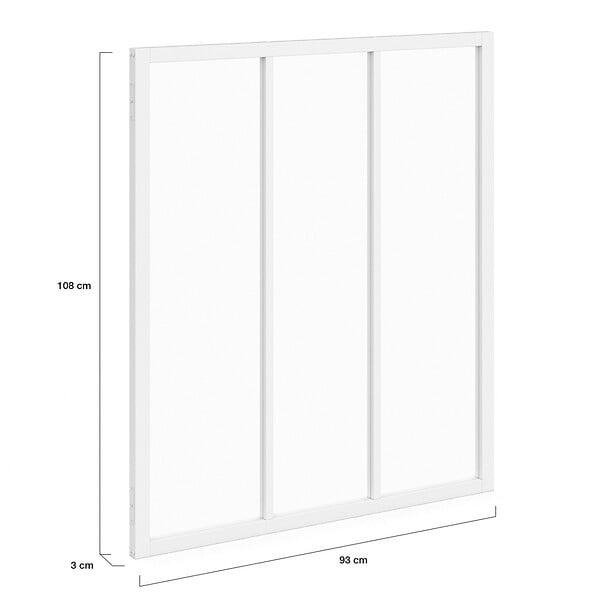 ID MARKET - Verrière atelier 3 vitrages L. 93 x H. 108 cm en métal blanc et verre trempé - large