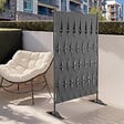 ID MARKET - Paravent extérieur claustra décoratif 80 x 150 cm sangles et métal gris anthracite - vignette