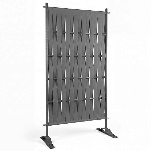 ID MARKET - Paravent extérieur claustra décoratif 80 x 150 cm sangles et métal gris anthracite - large