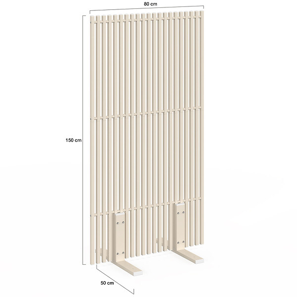 ID MARKET - Paravent extérieur ajouré claustra décoratif 80 x 150 cm persiennes verticales métal beige - large