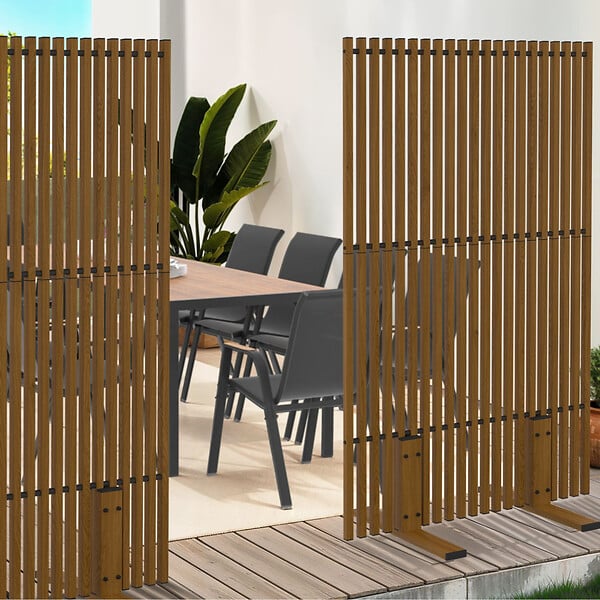 ID MARKET - Paravent extérieur ajouré claustra décoratif extérieur 80 x 150 cm effet bois - large