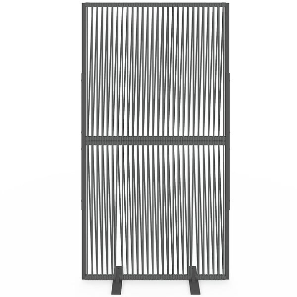 ID MARKET - Paravent extérieur ajouré claustra décoratif 80 x 150 cm RIO cordage effet rotin et métal gris anthracite - large