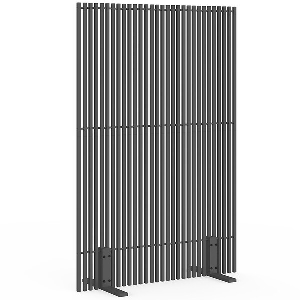 ID MARKET - Paravent extérieur ajouré claustra décoratif 120 x 180 cm persiennes verticales métal gris anthracite - large