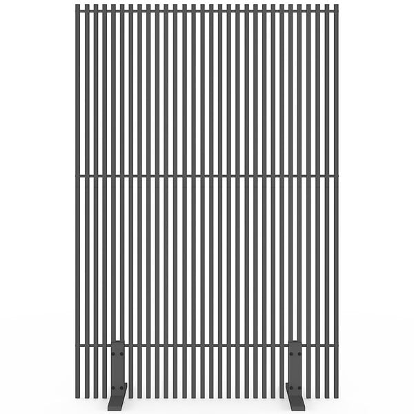 ID MARKET - Paravent extérieur ajouré claustra décoratif 120 x 180 cm persiennes verticales métal gris anthracite - large