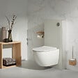 GODART - Pack WC suspendu gain de place bâti mural verre blanc + cuvette sans bride vortex Turbi - vignette