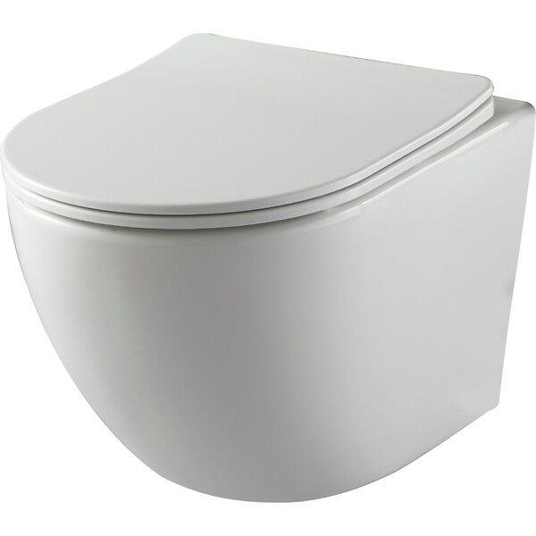GODART - Pack WC suspendu gain de place bâti mural verre blanc + cuvette sans bride vortex Turbi - large