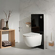 GODART - Pack WC suspendu gain de place bâti mural verre noir + cuvette sans bride vortex Turbi - vignette