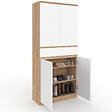 ID MARKET - Armoire à chaussures 24 paires TOMI 4 portes 1 tiroir façon hêtre et blanc - vignette