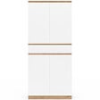 ID MARKET - Armoire à chaussures 24 paires TOMI 4 portes 1 tiroir façon hêtre et blanc - vignette