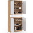 ID MARKET - Armoire à chaussures 24 paires TOMI 4 portes 1 tiroir façon hêtre et blanc - vignette