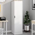 ID MARKET - Armoire de rangement NOUK 1 porte avec étagères blanc et bois - vignette