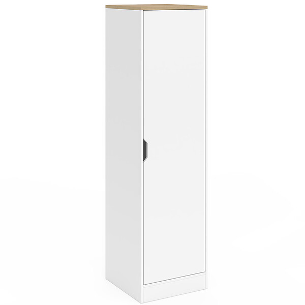 ID MARKET - Armoire de rangement NOUK 1 porte avec étagères blanc et bois - large