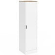 ID MARKET - Armoire de rangement NOUK 1 porte avec étagères blanc et bois - vignette