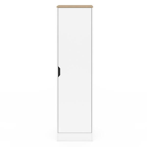 ID MARKET - Armoire de rangement NOUK 1 porte avec étagères blanc et bois - large