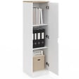 ID MARKET - Armoire de rangement NOUK 1 porte avec étagères blanc et bois - vignette