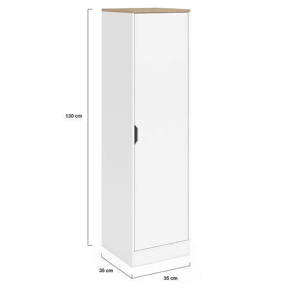 ID MARKET - Armoire de rangement NOUK 1 porte avec étagères blanc et bois - large