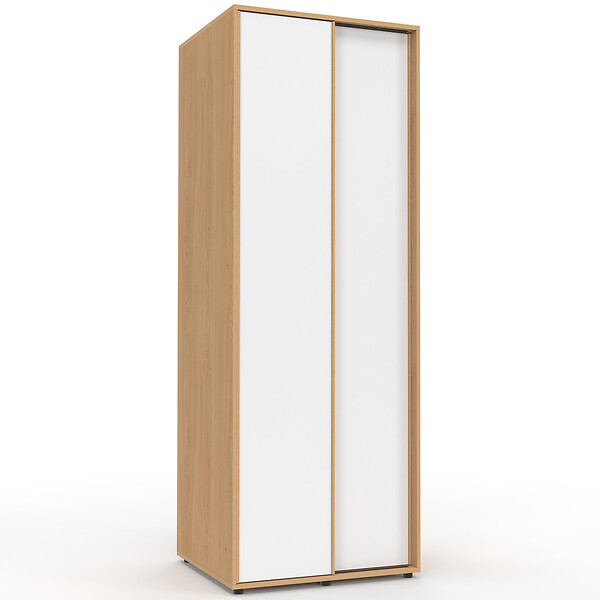 ID MARKET - Armoire 2 portes coulissantes SLIDEA bois et blanc 60 cm penderie avec étagère - large