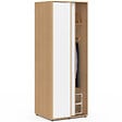 ID MARKET - Armoire 2 portes coulissantes SLIDEA bois et blanc 60 cm penderie avec étagère - vignette