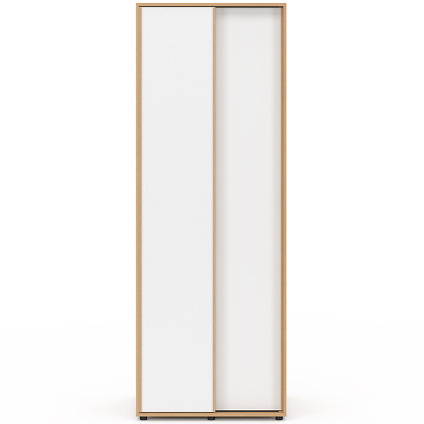ID MARKET - Armoire 2 portes coulissantes SLIDEA bois et blanc 60 cm penderie avec étagère - large