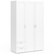 ID MARKET - Armoire 3 portes VITO blanc penderie 120 cm avec 2 tiroirs et étagères - vignette