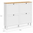 ID MARKET - Meuble à chaussures 20 paires ACHILLE 4 portes blanc et plateau bois - vignette