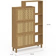 ID MARKET - Meuble à chaussures 18 paires HANAE 3 portes effet naturel cannage avec étagère - vignette