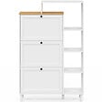 ID MARKET - Meuble à chaussures 18 paires ACHILLE 3 portes blanc et plateau bois avec étagère - vignette