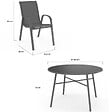 ID MARKET - Salon de jardin MADRID table ronde 120 CM et 6 chaises empilables gris anthracite - vignette