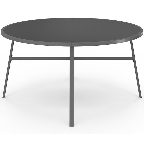 ID MARKET - Salon de jardin MADRID table ronde 150 CM et 8 chaises empilables gris anthracite - large