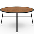 ID MARKET - Salon de jardin NOUMEA table ronde 150 cm plateau verre trempé effet bois et 8 chaises empilables noir et bois - vignette