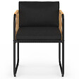 ID MARKET - Salon de jardin RIO table 190 CM et 8 chaises structure métal noir, cordage effet rotin clair et coussins noirs - vignette