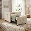 ID MARKET - Fauteuil convertible EMILE lit d'appoint 1 place 69 x 170 cm tissu chenille beige - vignette