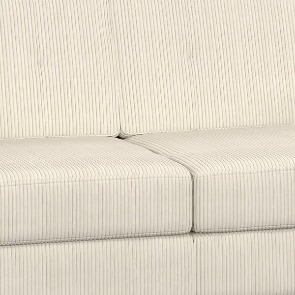 ID MARKET - Canapé droit 3 places CALLIE en velours côtelé beige - large
