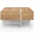 ID MARKET - Table basse carrée TALIA 70 cm avec tiroirs bois et blanc - vignette