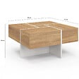 ID MARKET - Table basse carrée TALIA 70 cm avec tiroirs bois et blanc - vignette