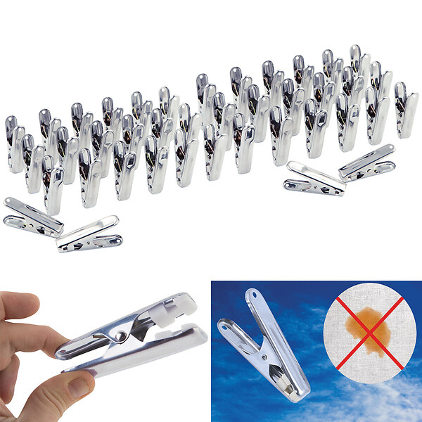 ID MARKET - 120 pinces à linge inox, pinces incassables, inusables, ne rouillent pas - large