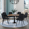 ID MARKET - Lot de 6 chaises THALYA en velours noir avec accoudoirs - vignette
