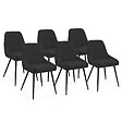 ID MARKET - Lot de 6 chaises THALYA en velours noir avec accoudoirs - vignette