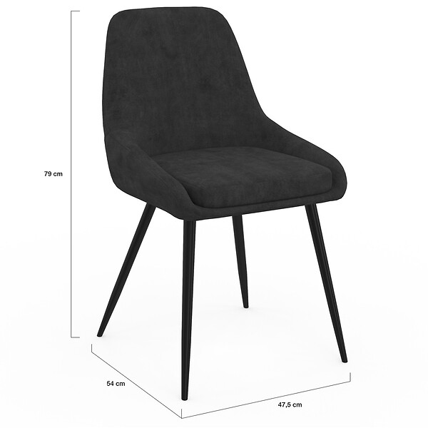 ID MARKET - Lot de 6 chaises THALYA en velours noir avec accoudoirs - large