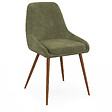 ID MARKET - Lot de 4 chaises THALYA en tissu chenille vert et pieds effet noyer avec accoudoirs - vignette