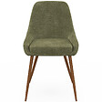 ID MARKET - Lot de 4 chaises THALYA en tissu chenille vert et pieds effet noyer avec accoudoirs - vignette