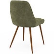 ID MARKET - Lot de 4 chaises THALYA en tissu chenille vert et pieds effet noyer avec accoudoirs - vignette